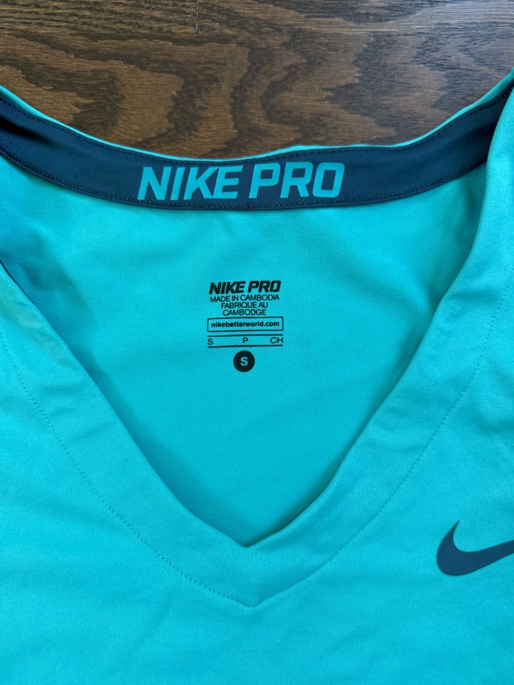 Nike Pro Women's V-Neck Performance Shirt - Teal Blue - Picture 3 of 5